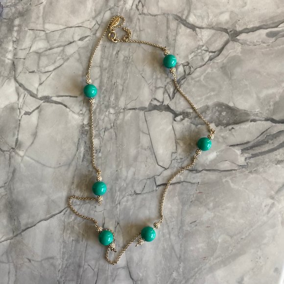 Ann Taylor Jewelry - Ann Taylor Beaded Jade Green and Crystal Necklace